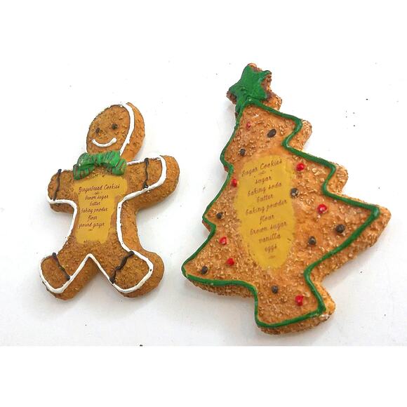 Vintage Russ Christmas Sugar Cookie Gingerbread Recipe Magnet Set of 2 - Picture 3 of 6